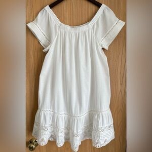 Rebecca Taylor Off The Shoulder Mini Dress Size 6~ Bright White~ Gauzy~ Breezy.